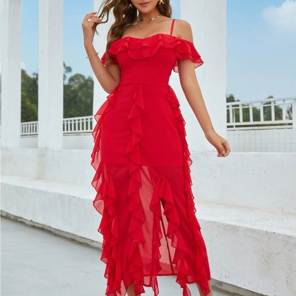 Red ruffle Dress